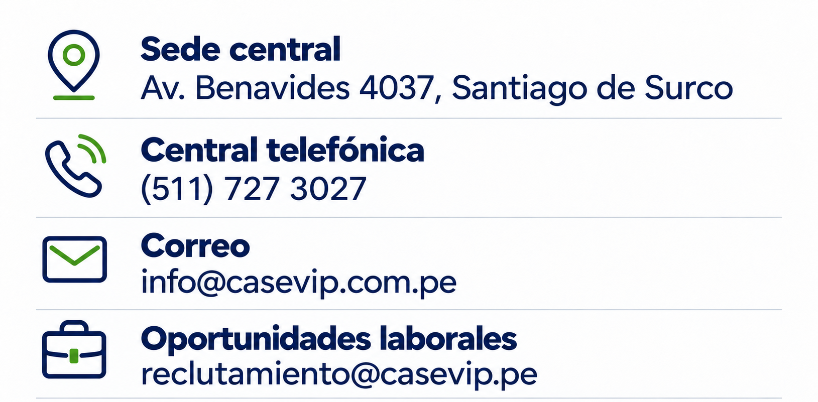 Contacto corporativo con redes sociales